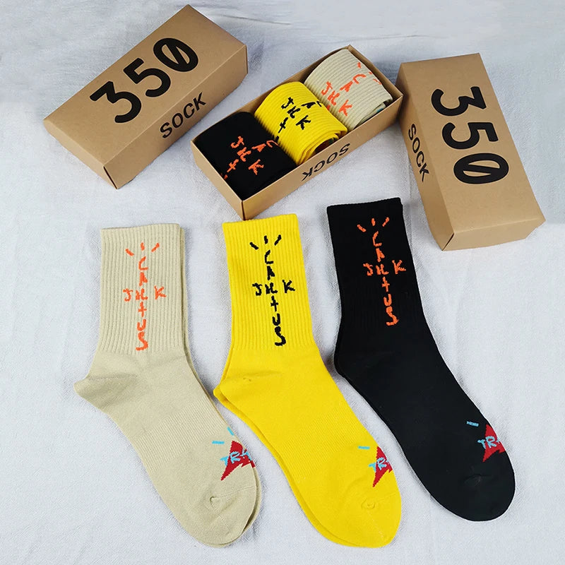 Cactus Retro Hip-Hop Crew Socks – Premium Streetwear Cotton Socks