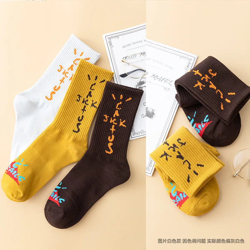 Cactus Retro Hip-Hop Crew Socks – Premium Streetwear Cotton Socks