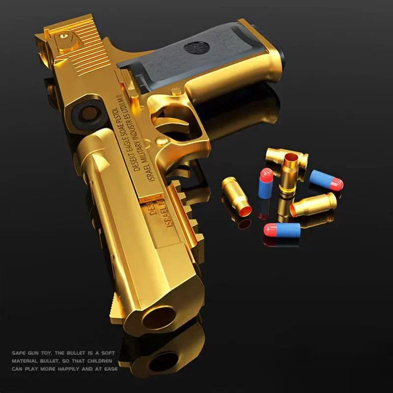 Hyper-Realistic Shell-Ejecting Gold Foam Blaster Toy